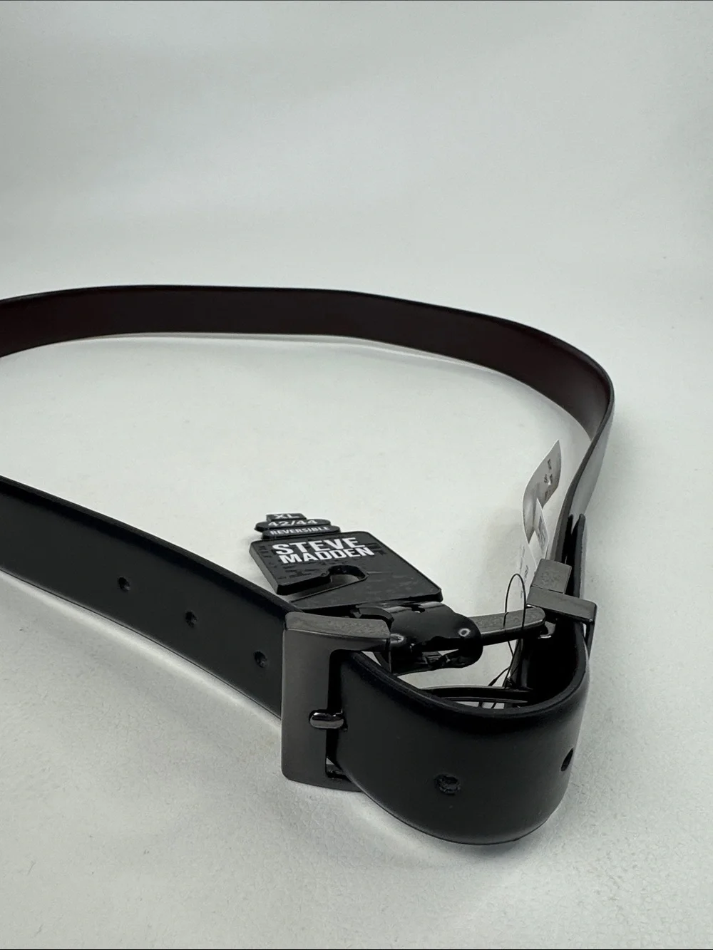 Steve Madden Reversible Leather Belt in Black Brown Silver Buckle XL 42/44 NEW